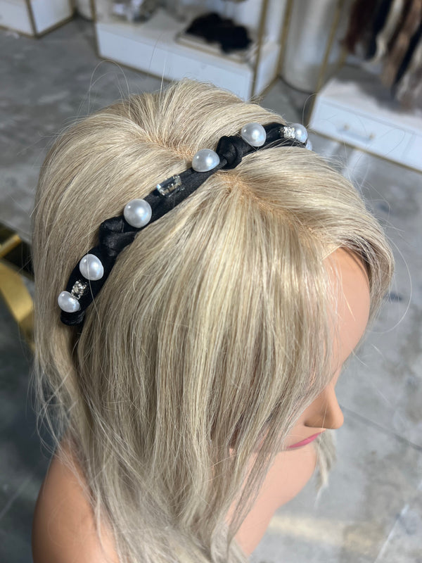Pearl & Crystal Black Headband