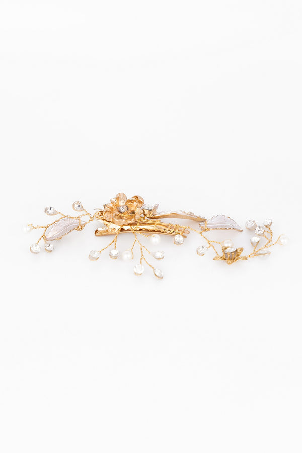 Rosette Pearl & Crystal Hair Clip