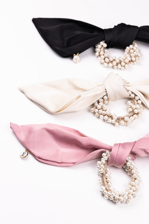 Satin Pearl Ponytail Holder