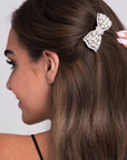 Pearl and Crystal Bow Barrette - Soho Style Canada