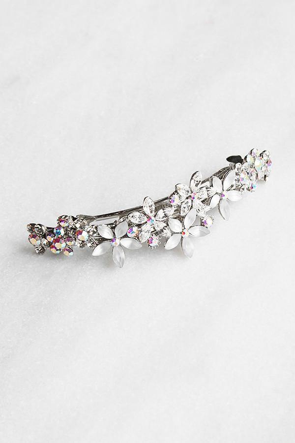 Contrasting Crystal Flower Barrette - Barrette, Soho Style
