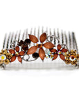 Crystal Hair Comb with Frosted Flowers - Hair Comb, Soho Style