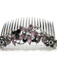 Crystal Hair Comb with Frosted Flowers - Hair Comb, Soho Style