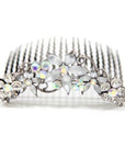 Crystal Hair Comb with Frosted Flowers - Hair Comb, Soho Style