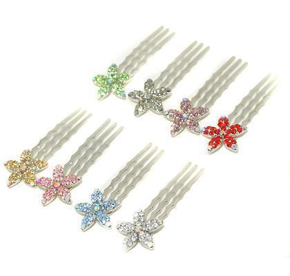 Crystal Flower Mini Hair Comb (5 piece set) - Hair Comb, Soho Style