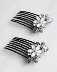 Frosted Flowers Hair Comb (Pair) - Hair Comb, Soho Style