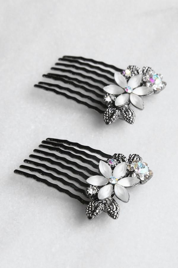 Frosted Flowers Hair Comb (Pair) - Hair Comb, Soho Style
