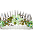 Crystal Hair Comb with Frosted Flowers - Hair Comb, Soho Style