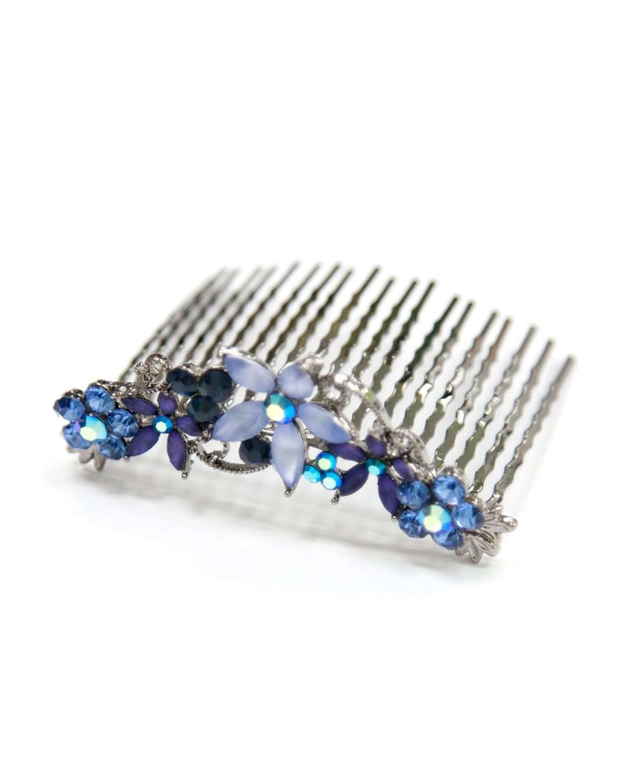 Crystal Hair Comb with Frosted Flowers (pair)