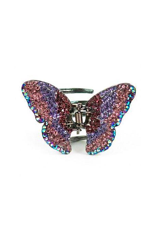 Soho Style Hair Jaws Purple / Single Ombre Crystal Butterfly Jaw