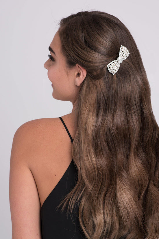 Pearl and Crystal Bow Barrette - Soho Style Canada