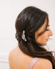 Crystal Hair Comb with Frosted Flowers (pair)