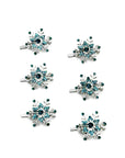Soho Style Barrette aqua Snowflake Crystal Magnetic Barrettes (6 piece set)