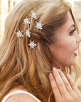 Soho Style Barrette clear Snowflake Crystal Magnetic Barrettes (6 piece set)