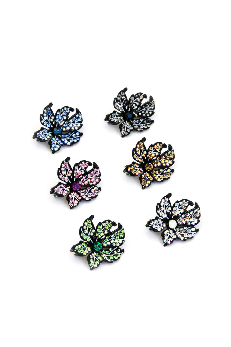 Soho Style Barrette Leafy Rose Crystal Mini Magnetic Barrette