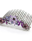 Soho Style Hair Comb Purple Crystal Hair Comb with Frosted Flowers