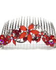 Crystal Hair Comb with Frosted Flowers -  Hair Comb, Soho Style