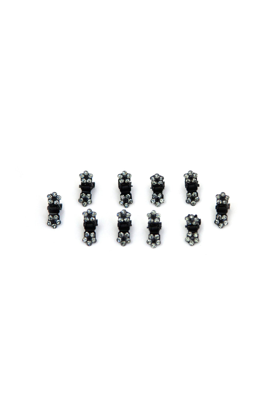 Soho Style Hair Jaws Black / Pack of 10 Mini Flower Hair Jaws with Crystal Petals Black Body