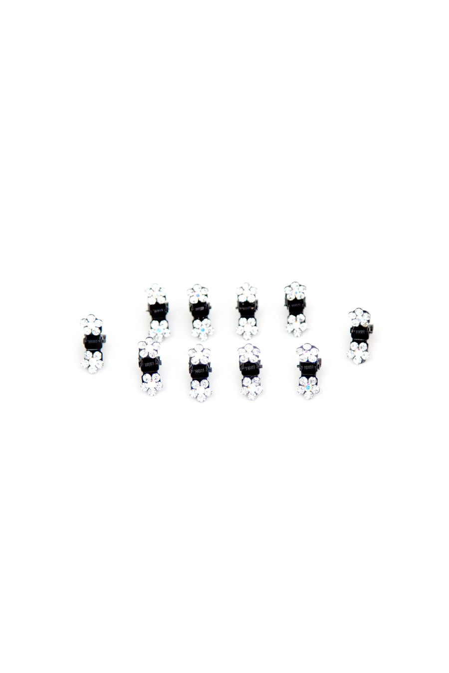 Soho Style Hair Jaws Clear / Pack of 10 Mini Flower Hair Jaws with Crystal Petals Black Body