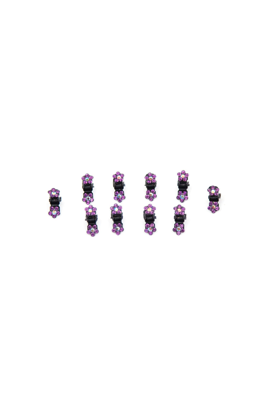 Soho Style Hair Jaws Deep Purple / Pack of 10 Mini Flower Hair Jaws with Crystal Petals Black Body