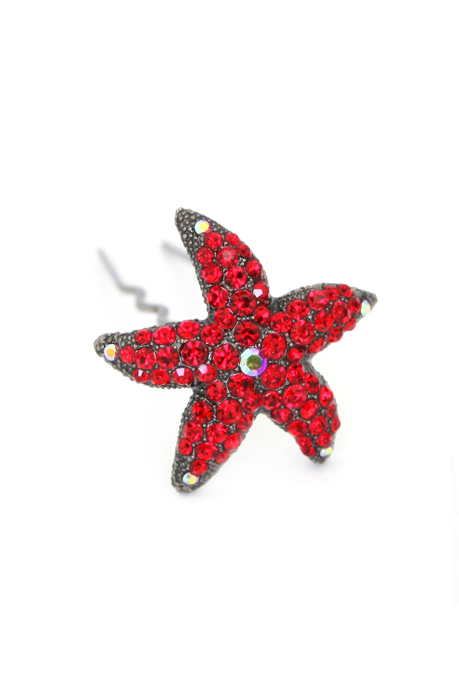 Soho Style Stick Red Crystal Starfish Hair Stick