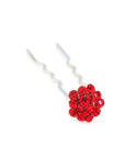 Soho Style Stick Red Mini Crystal Cluster Hair Stick