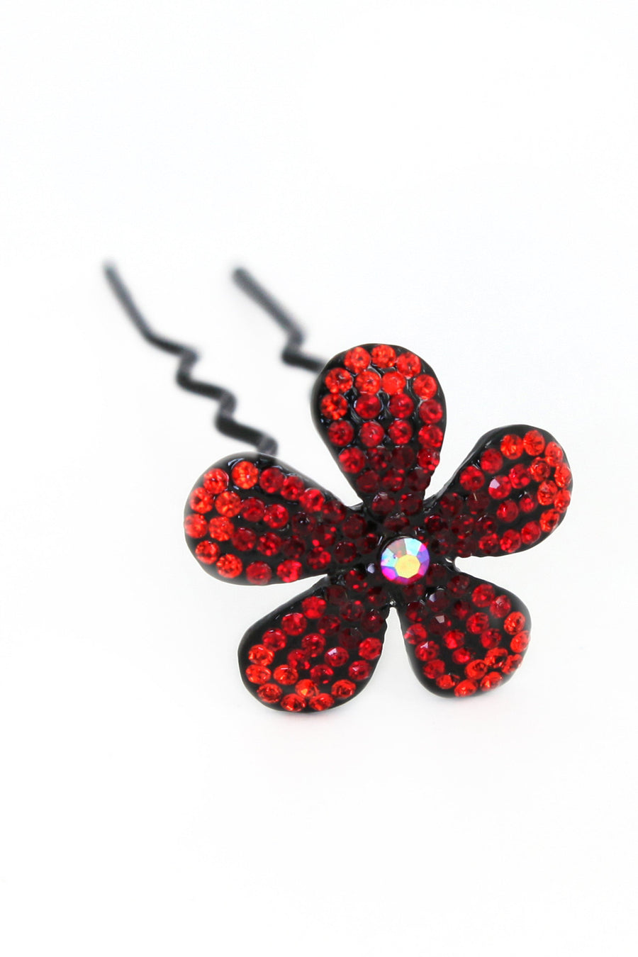 Soho Style Stick red Ombre Crystal Flower Hair Stick